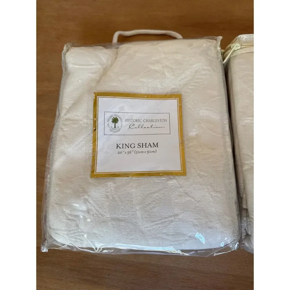 Historic Charleston Foundation King Charles Ivory Sham Set (2) King 100% Cotton